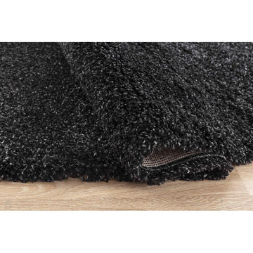 Oxford OXF00 Plain Plush Soft Stain-Resistant Textured Polypropylene Shaggy Anthracite Round Rug-Desire Rugs-Rug Love - The Most Loved Rug Store